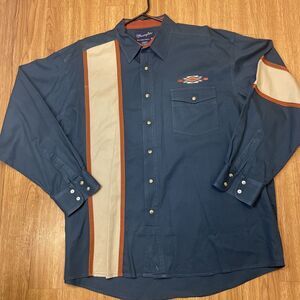 Vtg AZTEC Wrangler Brushpopper Western Pearl Cowboy Shirt XL / X-Long Tails USA